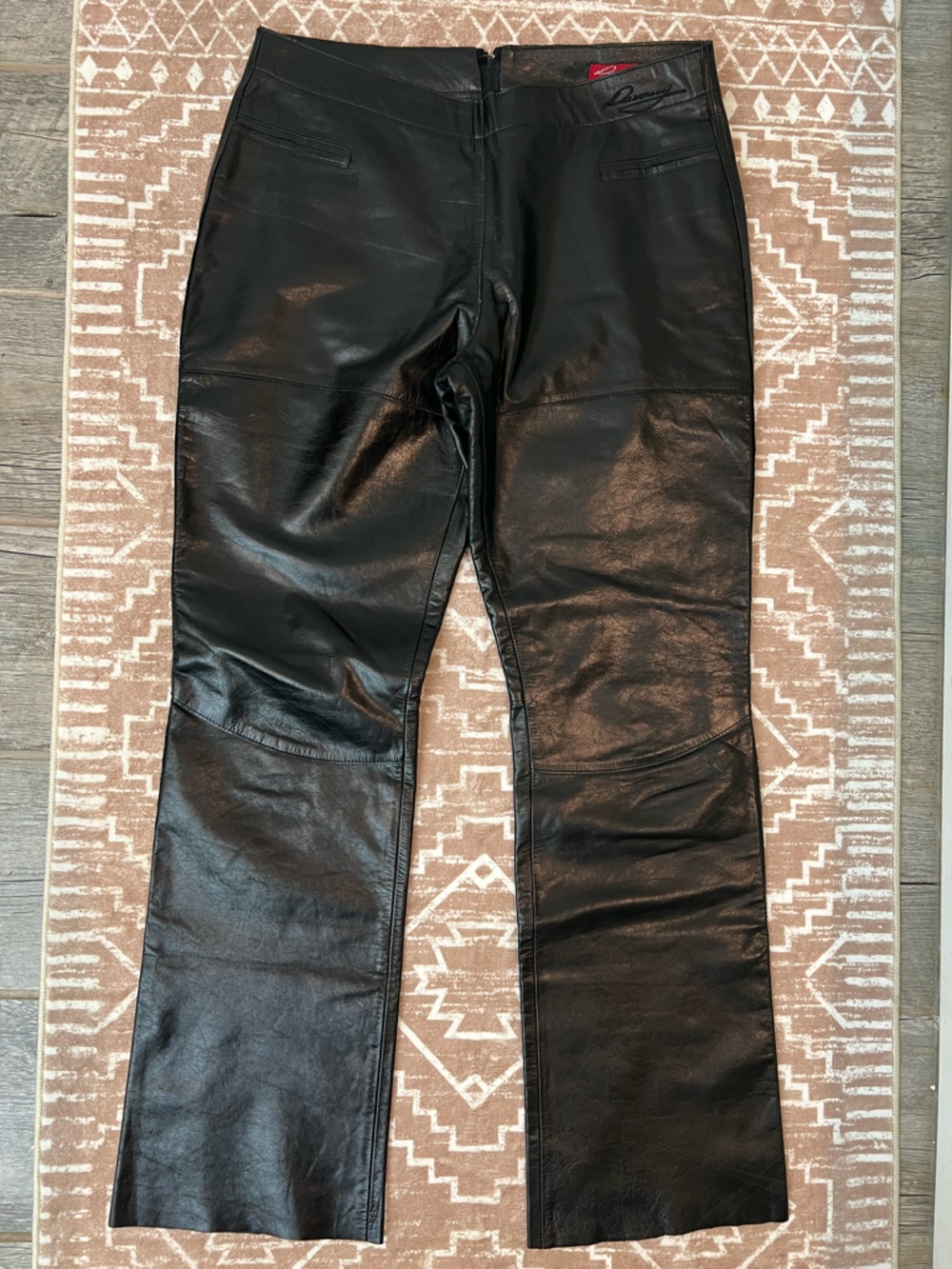 Vintage Davoucci Women's Black Leather Straight-Leg Pants Pristine Condition.